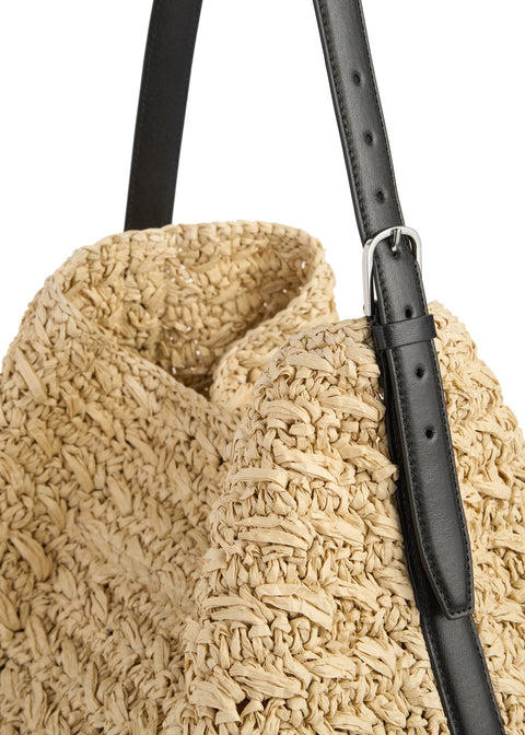 Belted Raffia Tote