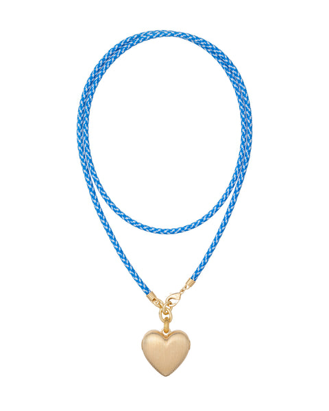 Long Happy Cord Necklace With Medium Ridged Heart