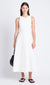 Model wearing the arlet dress in white.