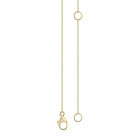 A yellow gold chain that features a lobster clasp and two different length options. 