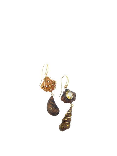 Hand Carved Wooden Walnut Earrings