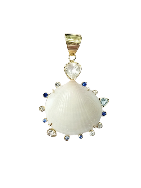 White Shell Blue And White Halo Pendant