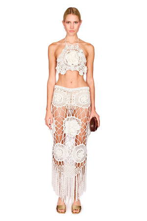 Halter Crochet Floral Top