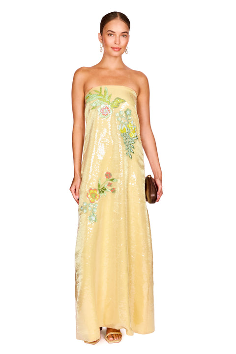 Strapless Organza Sequin Dress