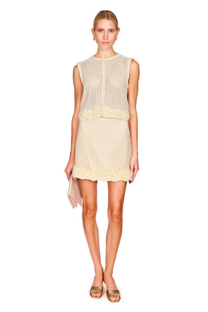Cream Crochet Flower Knit Skirt