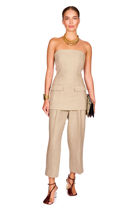 Double-Pleat Linen Trousers
