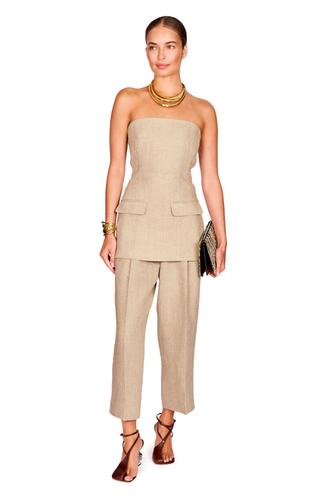 Strapless Linen Pocket Top