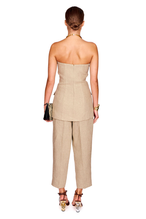 Strapless Linen Pocket Top