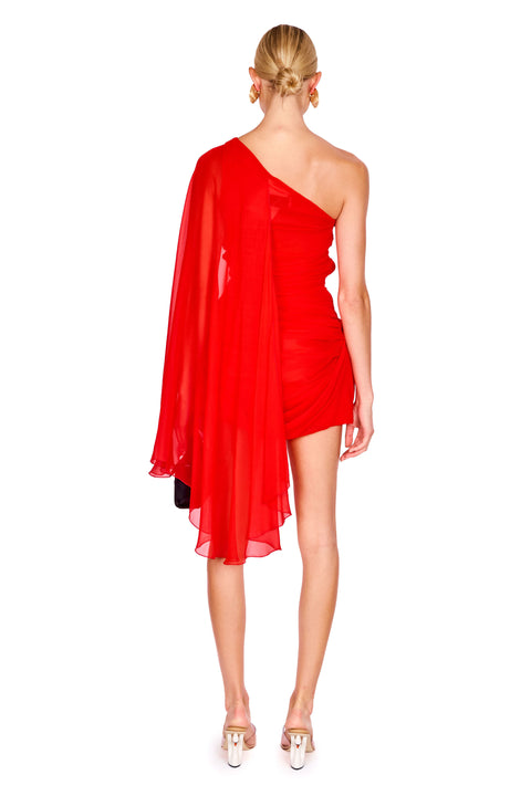 One Shoulder Mini Dress With Drape Detail