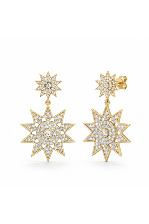 Lumière Diamond Star Jumbo Dangle Earrings
