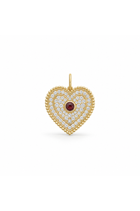 Beaded Diamond & Ruby Eternal Heart Charm