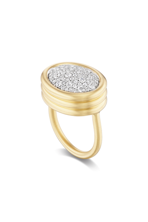 Scuba Ring With White Diamond Pave