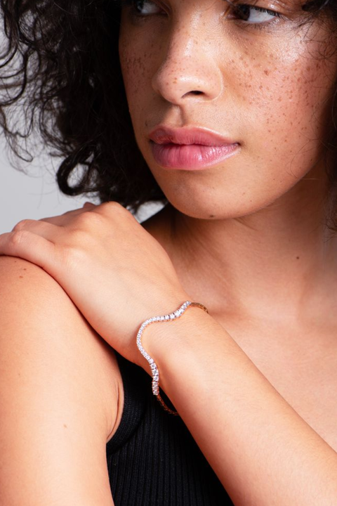 Half Pavé Radiant Rose Gold Bracelet