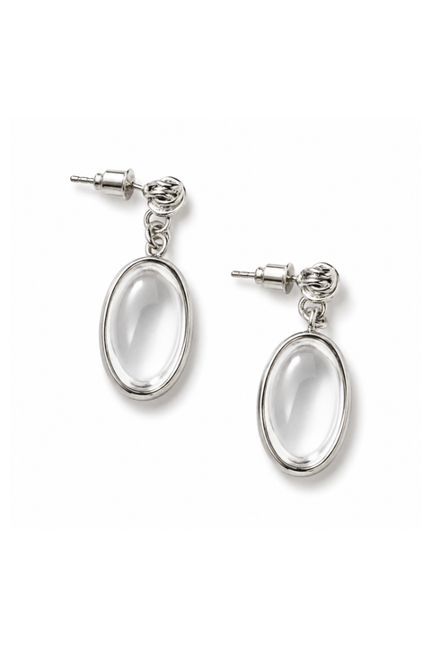 Pure Light Silver Earrings With Rock Crystal