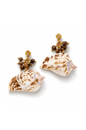 One Of A Kind Beaded Shell Samsara Earrings