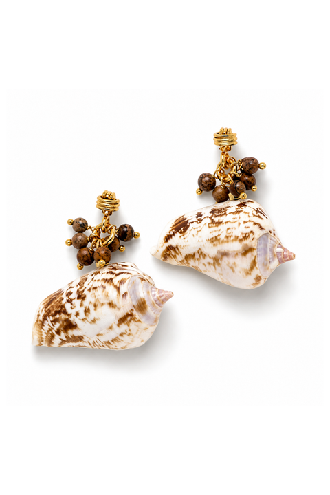 One Of A Kind Beaded Shell Samsara Earrings