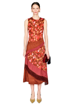 Desert Flower Layered Midi Dress With Fringe