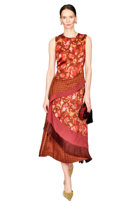Desert Flower Layered Midi Dress With Fringe