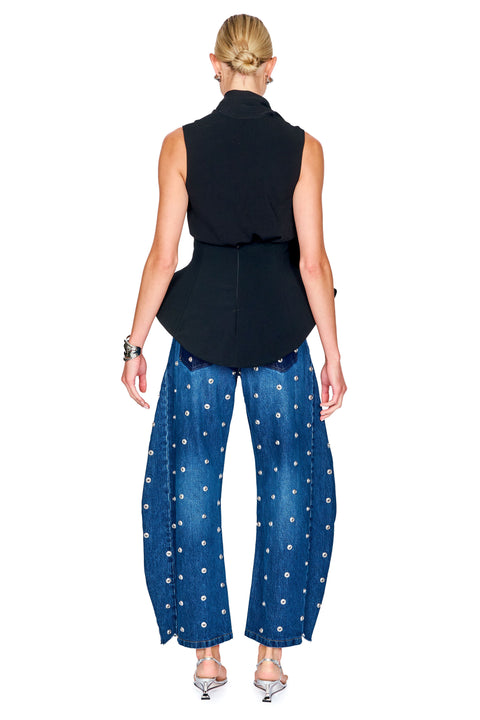 Studded Organic Jeans With Side Inserts