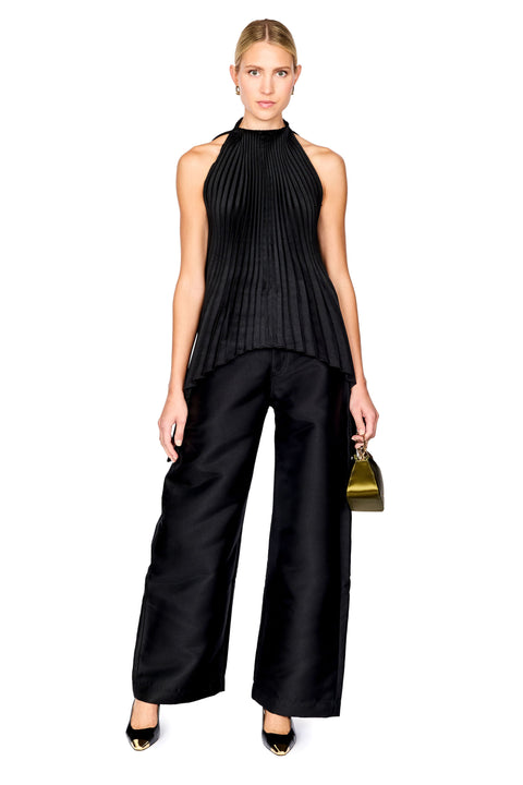 Pleated Mikado Halterneck Top