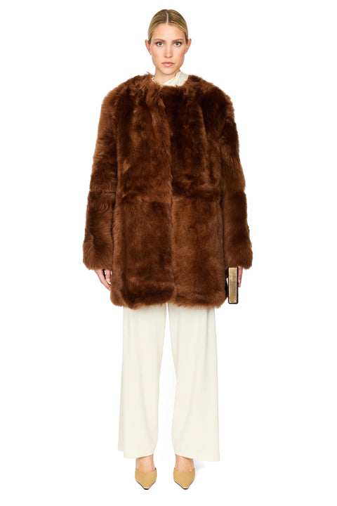 Short Silky Shearling Coat