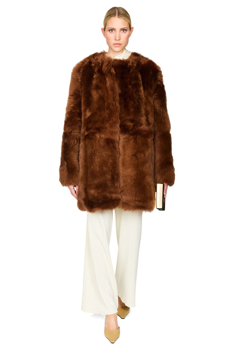 Short Silky Shearling Coat