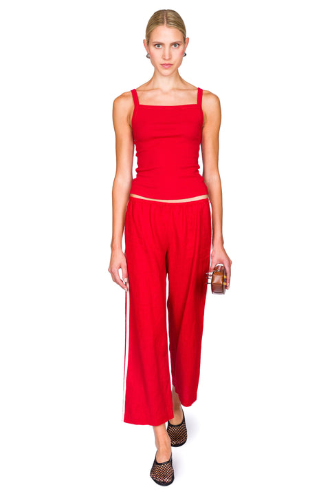 The Linen Crop Racer Stripe Pant