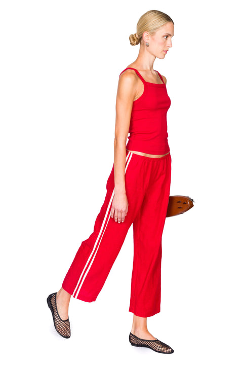 The Linen Crop Racer Stripe Pant