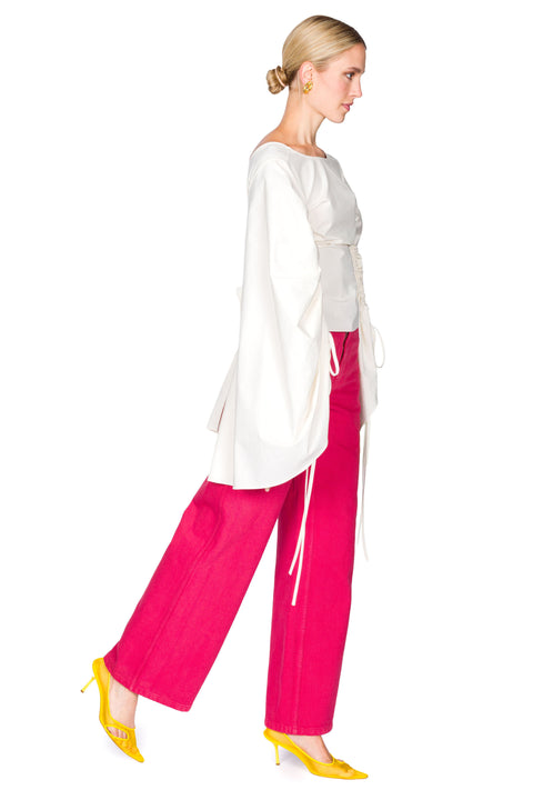 Shell Sleeve Big Bow Top