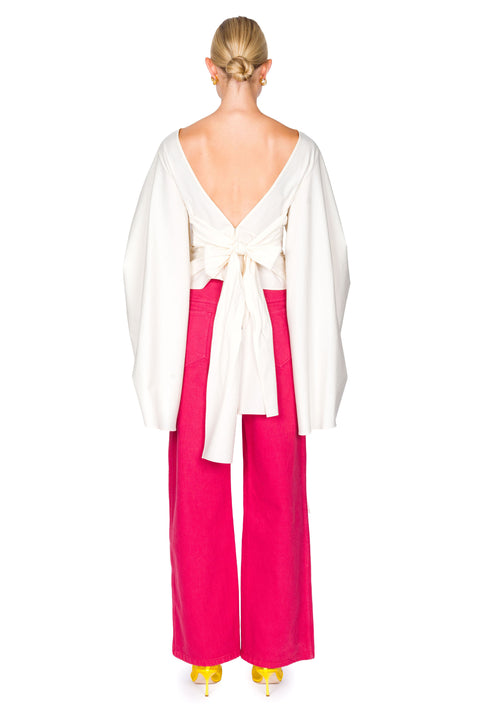 Shell Sleeve Big Bow Top