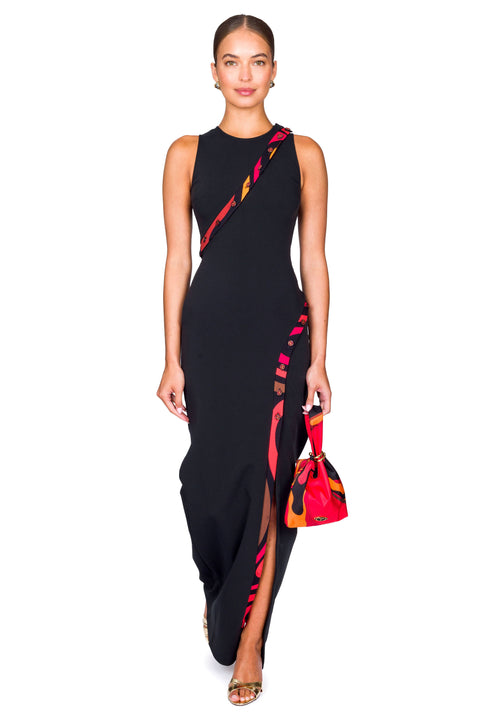Super Stretch Dress With Marmo Print Detail