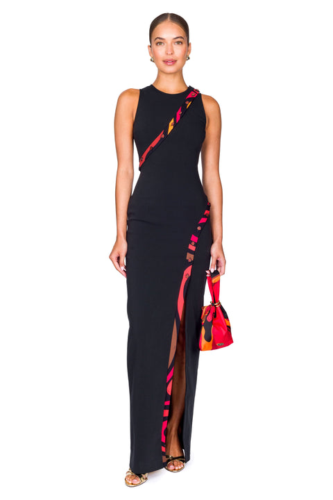 Super Stretch Dress With Marmo Print Detail