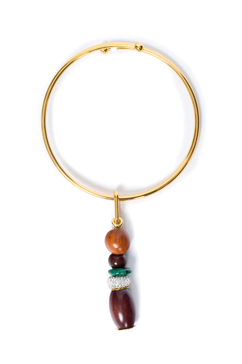 Round Necklace With Wood And Strass Charm