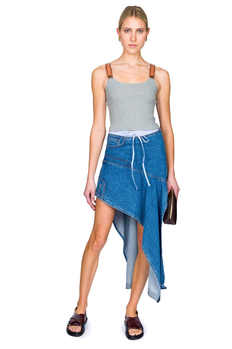 Deconstructed Washed Denim Skirt