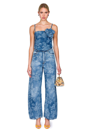 Floral Denim Trousers