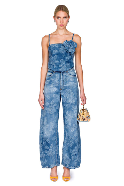 Floral Denim Trousers