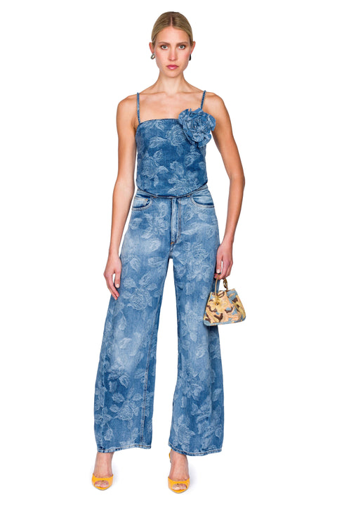 Floral Denim Trousers