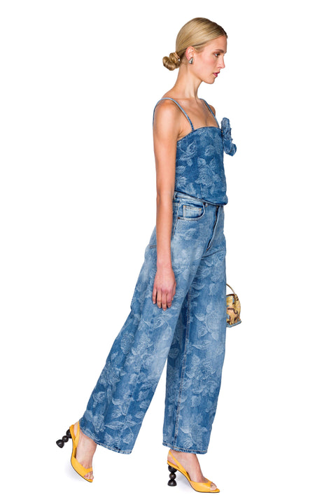Floral Denim Trousers