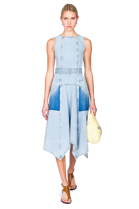 Ghost Patch Sleeveless Midi Denim Dress