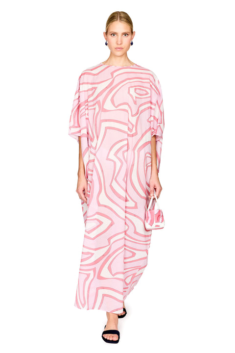 Labirinto Print Cotton Muslin Caftano
