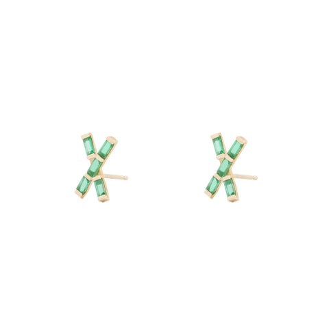 X Marks the Spot Studs in Emerald