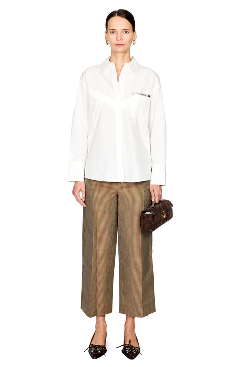 Poplin Oversized Shirt With Embellished Pocket