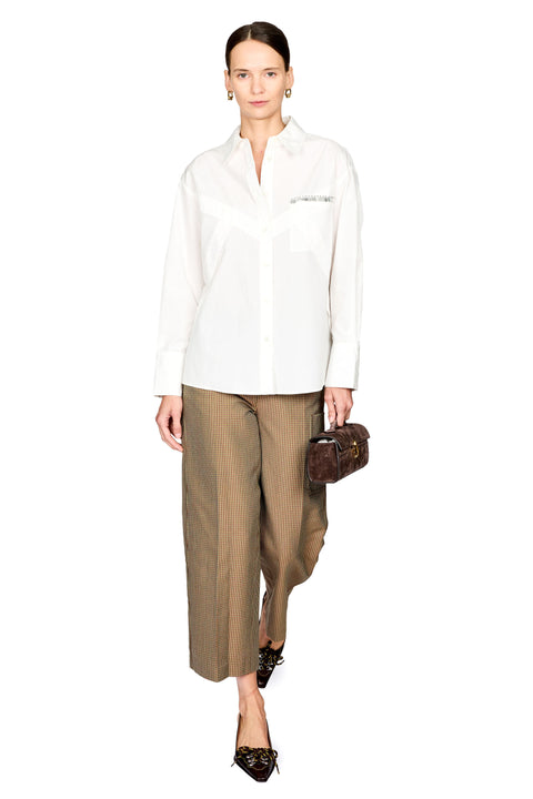 Poplin Oversized Shirt With Embellished Pocket