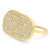 Image of the Yellow Gold Oval Diamond Disc Ring, showing the intricate scatter of the diamonds on the gold disc shaped ring.  