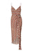 Patterned silk dress on a white background