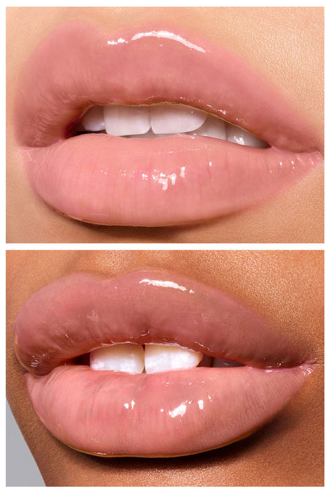 Models wearing the Nana shade of liquid lip balm